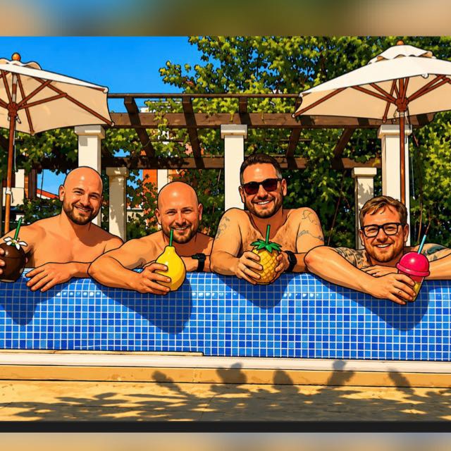 Freunde am Pool